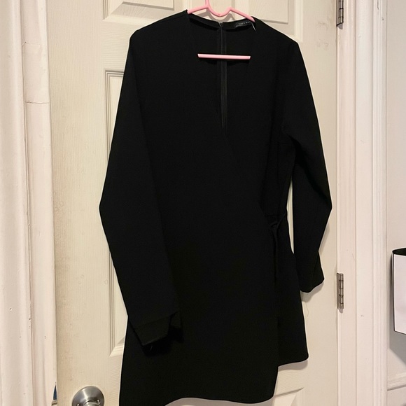 COPY - Zara romper wrap black long sleeve pockets L euc - Picture 2 of 7